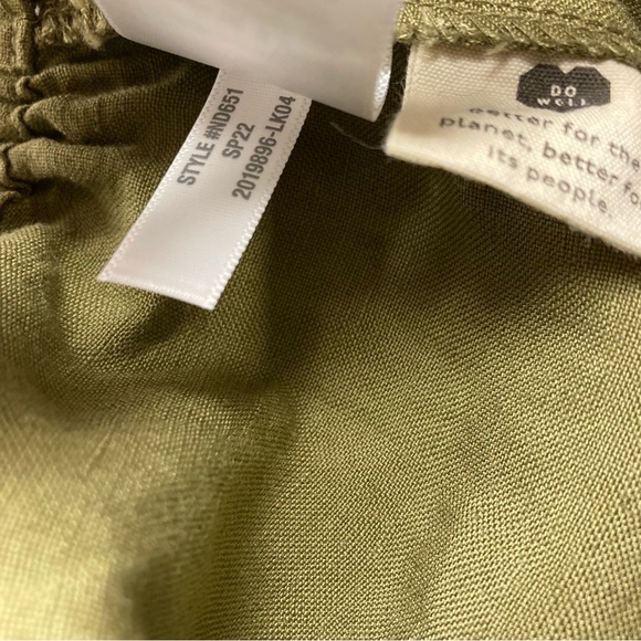 MADEWELL Olive Green Elastic Waist Pull-On Linen Blend Wide-Leg Relaxed Pants L - Picture 6 of 8